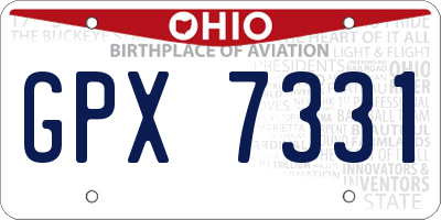 OH license plate GPX7331