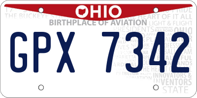 OH license plate GPX7342
