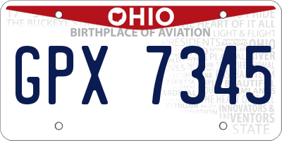 OH license plate GPX7345