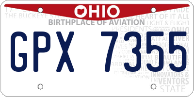 OH license plate GPX7355