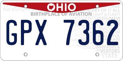 OH license plate GPX7362