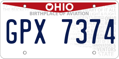 OH license plate GPX7374