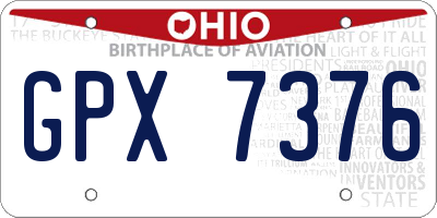 OH license plate GPX7376