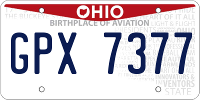 OH license plate GPX7377
