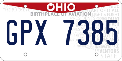 OH license plate GPX7385