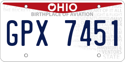 OH license plate GPX7451