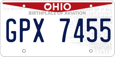 OH license plate GPX7455