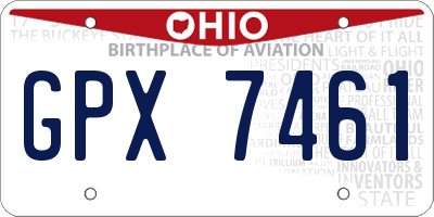 OH license plate GPX7461