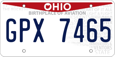 OH license plate GPX7465