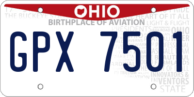 OH license plate GPX7501