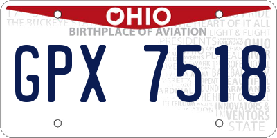 OH license plate GPX7518