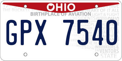 OH license plate GPX7540
