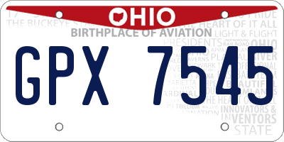 OH license plate GPX7545