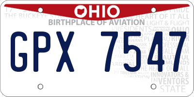 OH license plate GPX7547