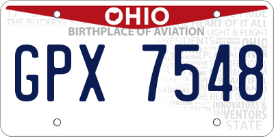 OH license plate GPX7548