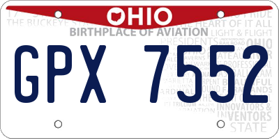 OH license plate GPX7552