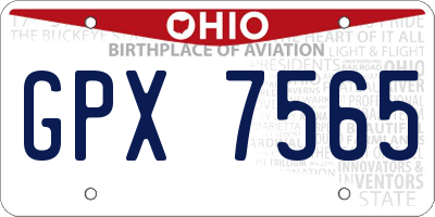 OH license plate GPX7565