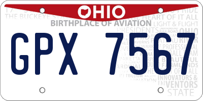OH license plate GPX7567