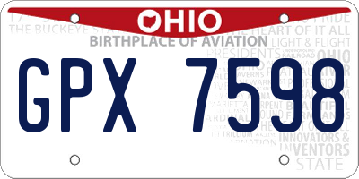 OH license plate GPX7598