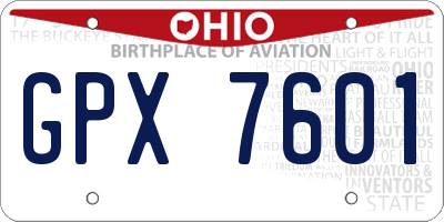 OH license plate GPX7601