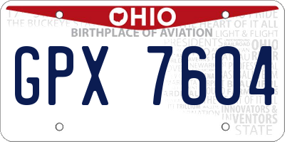 OH license plate GPX7604