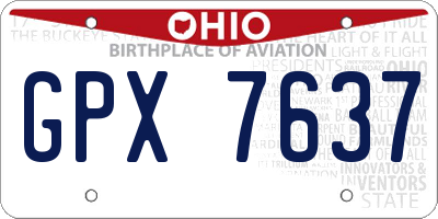OH license plate GPX7637