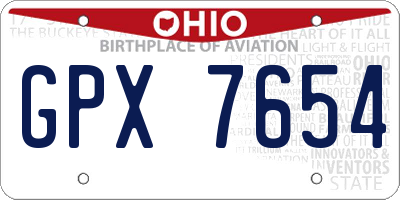 OH license plate GPX7654