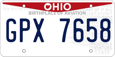 OH license plate GPX7658