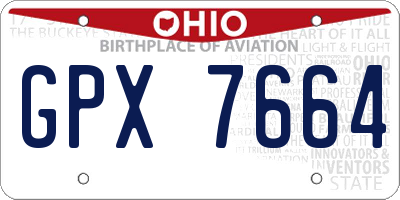 OH license plate GPX7664