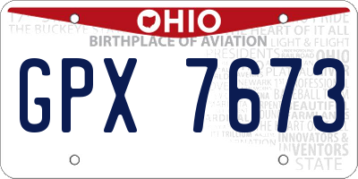 OH license plate GPX7673