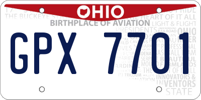 OH license plate GPX7701