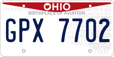 OH license plate GPX7702