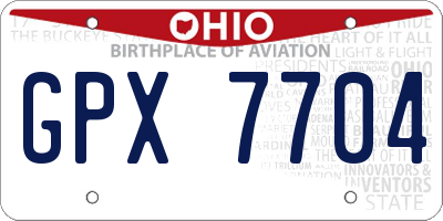 OH license plate GPX7704