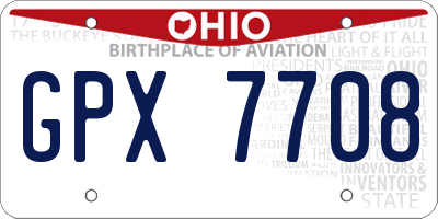 OH license plate GPX7708