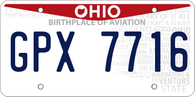 OH license plate GPX7716