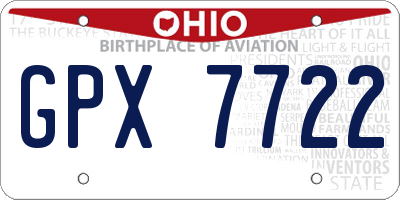 OH license plate GPX7722