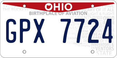 OH license plate GPX7724