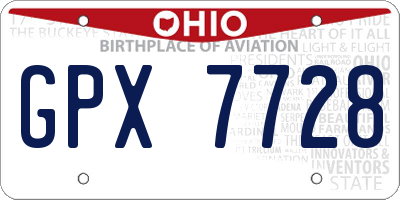OH license plate GPX7728