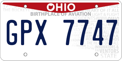 OH license plate GPX7747