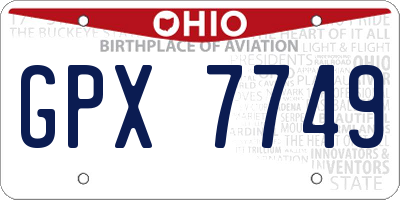 OH license plate GPX7749