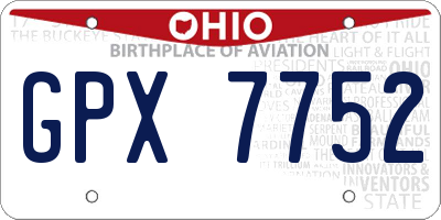 OH license plate GPX7752