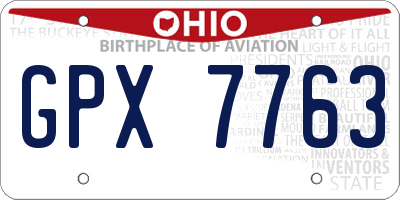 OH license plate GPX7763