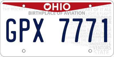 OH license plate GPX7771