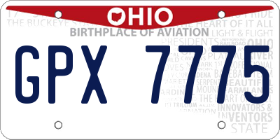 OH license plate GPX7775