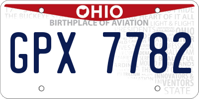 OH license plate GPX7782