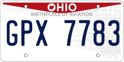 OH license plate GPX7783