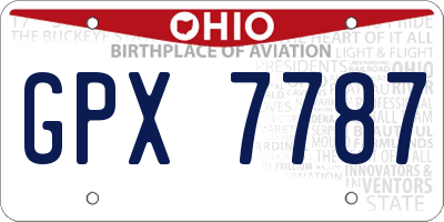OH license plate GPX7787