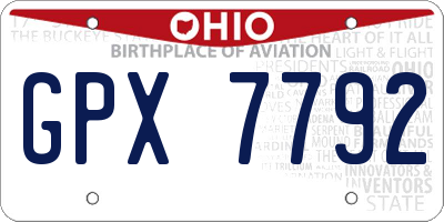 OH license plate GPX7792