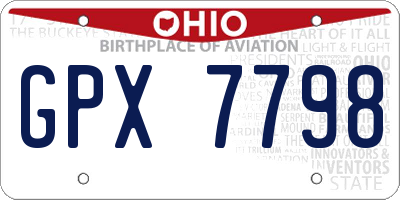 OH license plate GPX7798