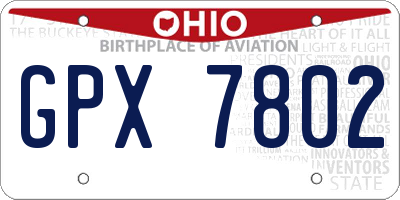 OH license plate GPX7802
